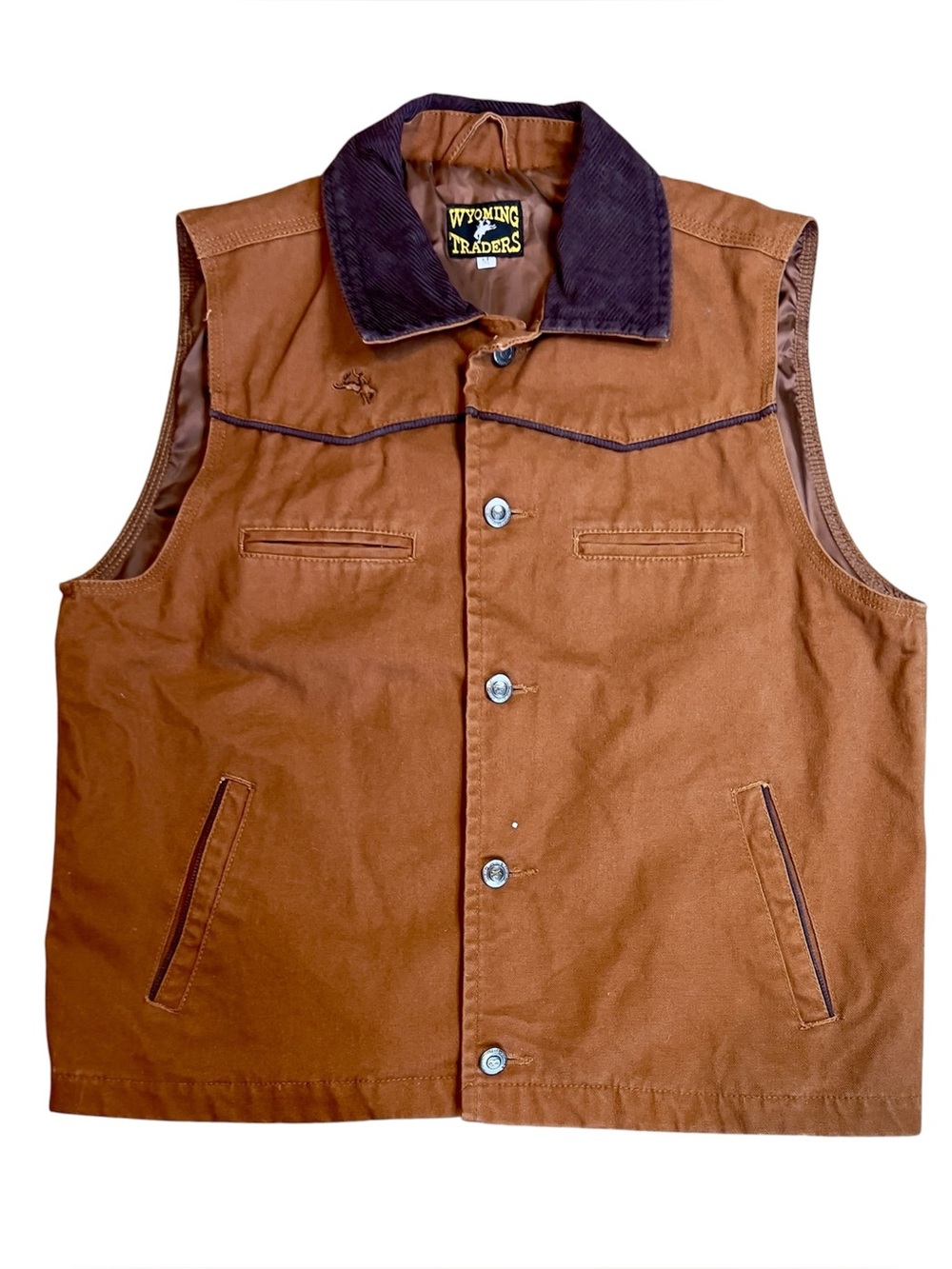 Men's Wyoming Traders Brown Workwear Vest with Contrast Collar. Size M